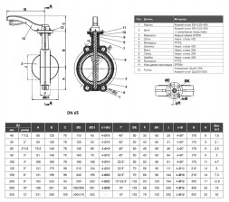 Затвор дисковый чугунный Tecofi VPG4448-02EP DN 65 PN 16 диск чугун поворотный межфланцевый с рукояткой
