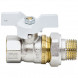 Кран шаровой латунный Aquasfera Standard 1107 DN 15 PN 40 резьба - 1/2&amp;#039;&amp;#039;, покрытие - никель, неполнопроходной резьбовой ВР-НР с американкой, ручка-бабочка белая 1107-01