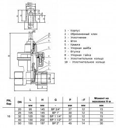 Задвижка ответвительная Benarmo 1030W DN 40 PN 16 1 1/2&amp;quot; ВР под Т-ключ клина с невыдвижным шпинделем, уплотнение - NBR
