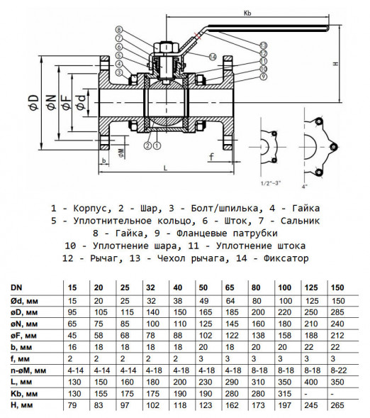 Кран шаровый Benarmo 4130H DN 65 PN 16 нержавеющий трёхсоставной полнопроходной фланцевый