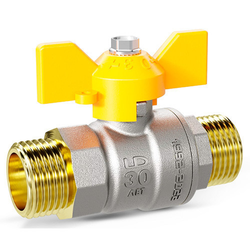 Кран шаровой латунный LD Pride 47.25.Н-Н.Б GAS Ду 25 Ру 40 резьба (НР-НР) 1&amp;quot;, никелированный, неполнопроходный