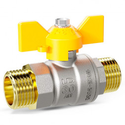 Кран шаровой латунный LD Pride 47.25.Н-Н.Б GAS Ду 25 Ру 40 резьба (НР-НР) 1", никелированный, полнопроходный