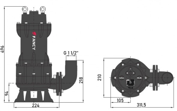 Насос канализационный FANCY 50WQm 10-10-0.75QG DN 50 с поплавком