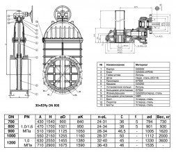 Задвижка RMCX 30ч539р DN 800 PN 10/16 аналог МЗВ обрезиненная клиновая чугунная с редуктором