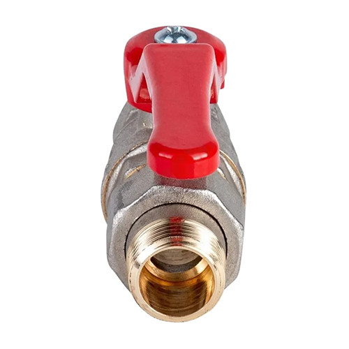 Кран шаровой латунный Dist Стандарт Н342Р Ду 20 Ру 40 резьба - 3/4&amp;#039;&amp;#039;, покрытие - никель, полнопроходной, резьбовой ВР-НР с американкой, ручка-рычаг красная
